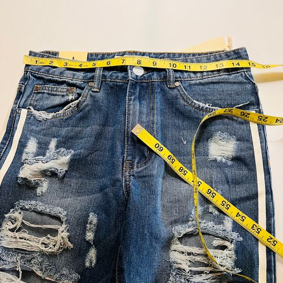 American Bazi Boyfriend Distressed High Rise Jeans Size Small NWT - Picture 5 of 8